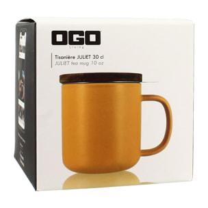 Tisanière en grès jaune avec couvercle en bois d'acacia 300ml JULIET