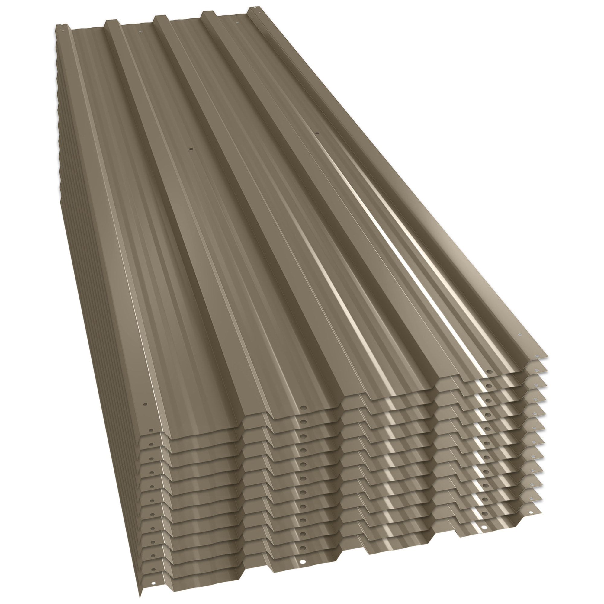 Lot de 12 panneaux - dim. 129L x 45l cm - tôle acier ondulé taupe