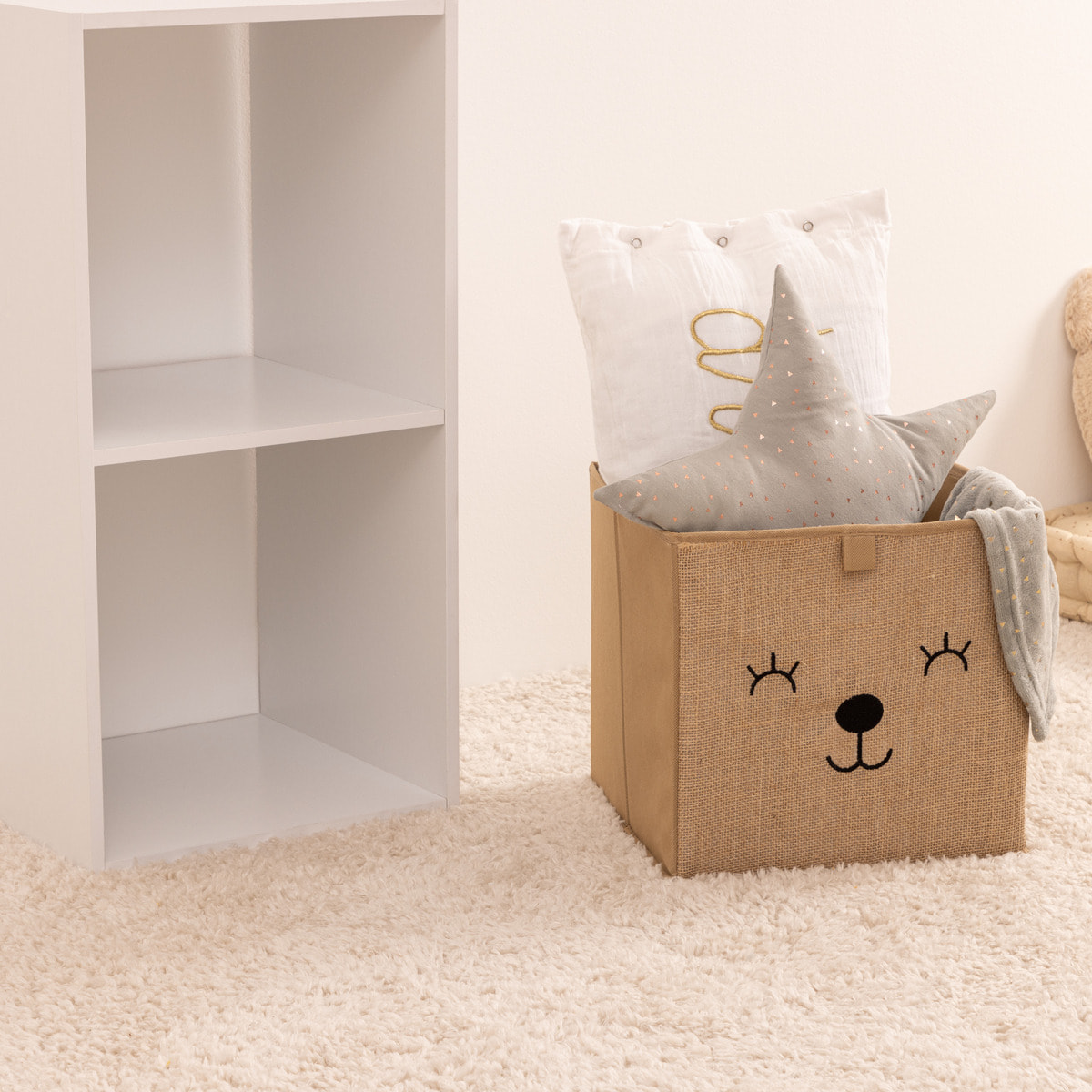 Bac de rangement enfant - motif animal - jute