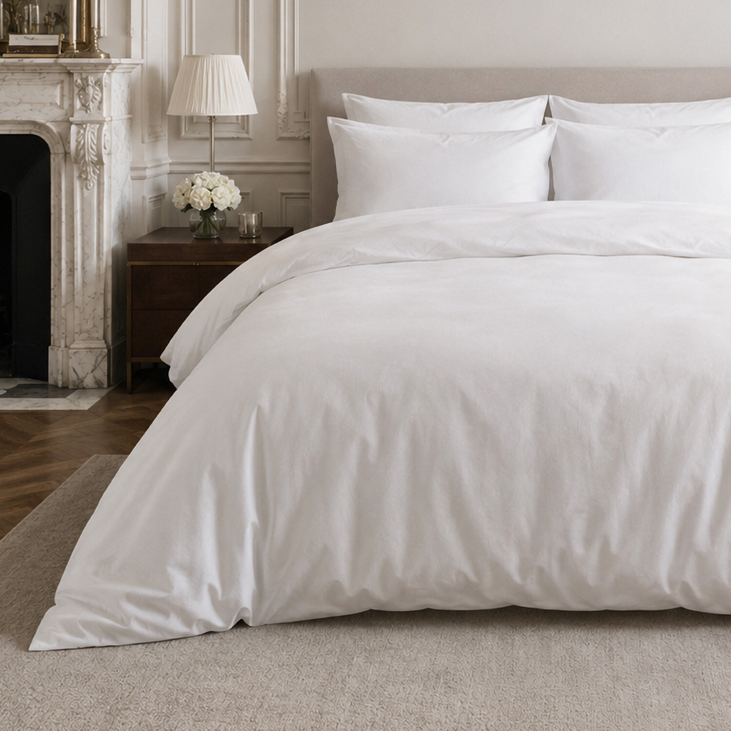 Drap housse 100% percale de coton blanc- Finesse