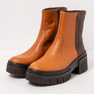 Botines con tacón 1374 NAPPA CUERO-BROWN/YORK color Cuero-brown