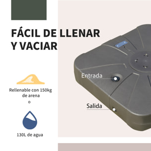 Base para Sombrilla Rellenable de Arena y Agua con 4 Ruedas Exteriores