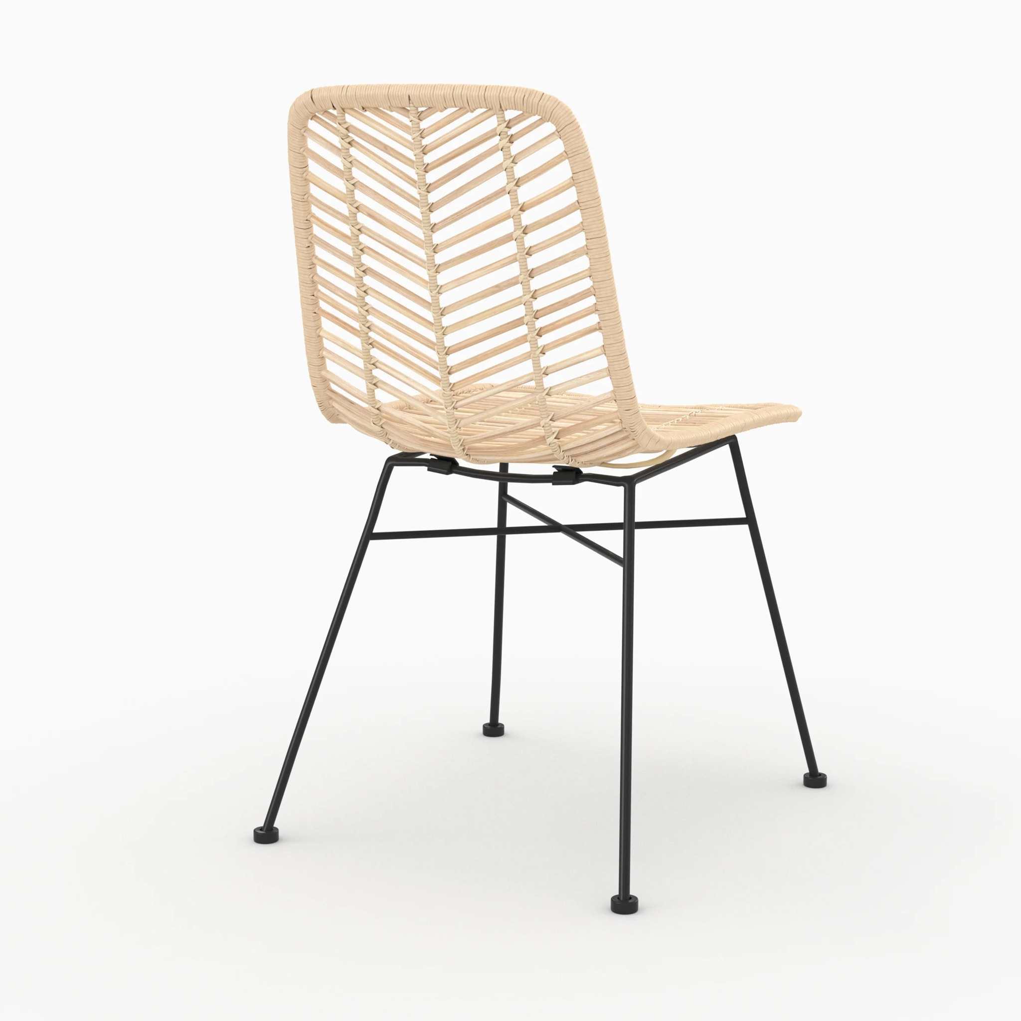 Lot de 2 chaises en rotin naturel et pieds en métal - Tamara