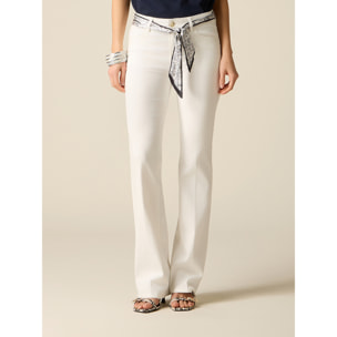 Oltre - Pantalones flare con pañuelo - Blanco