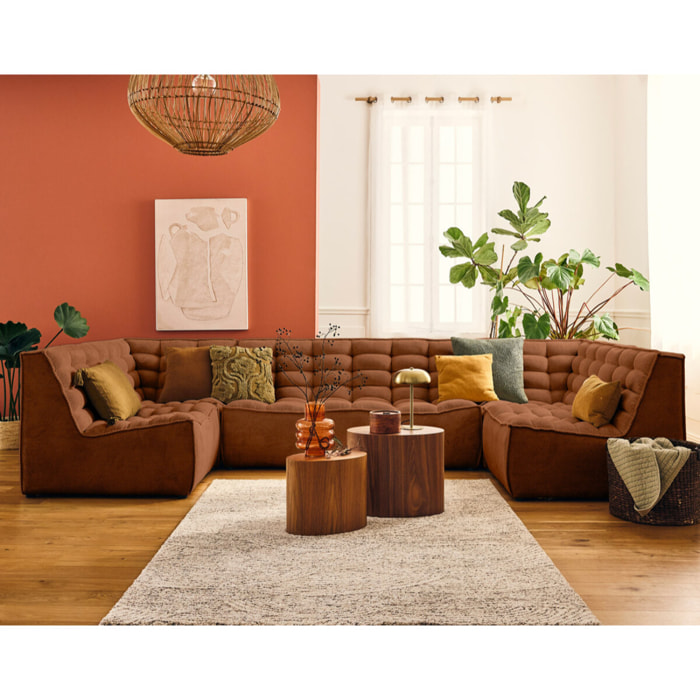 Ellie - fauteuil sans accoudoir en velours texturé - Terracotta