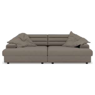 Giulia - canapé droit 4 places double méridienne - assise profonde - en tissu texturé - Gris clair
