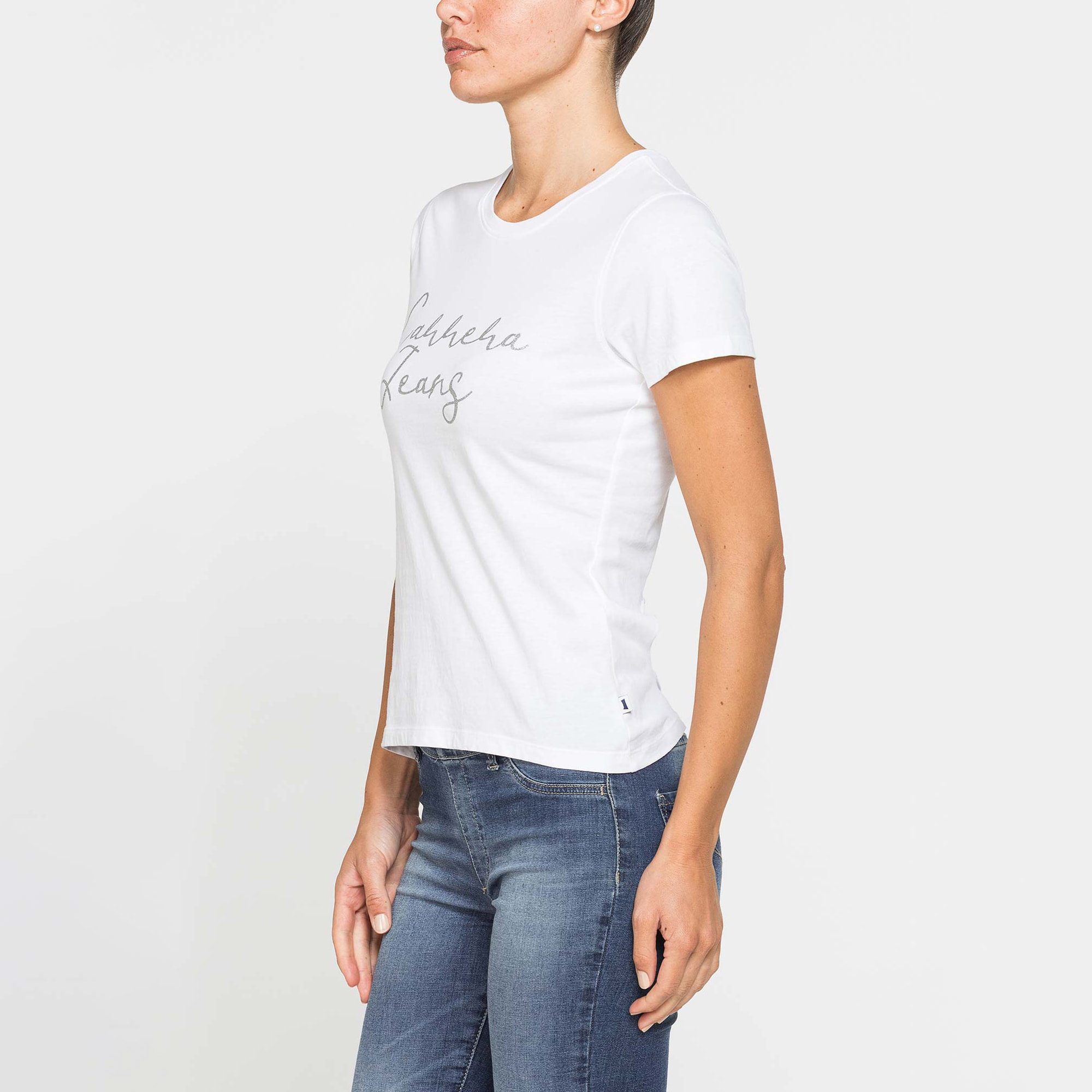T-SHIRT CON STAMPA FRONTALE IN JERSEY DI COTONE