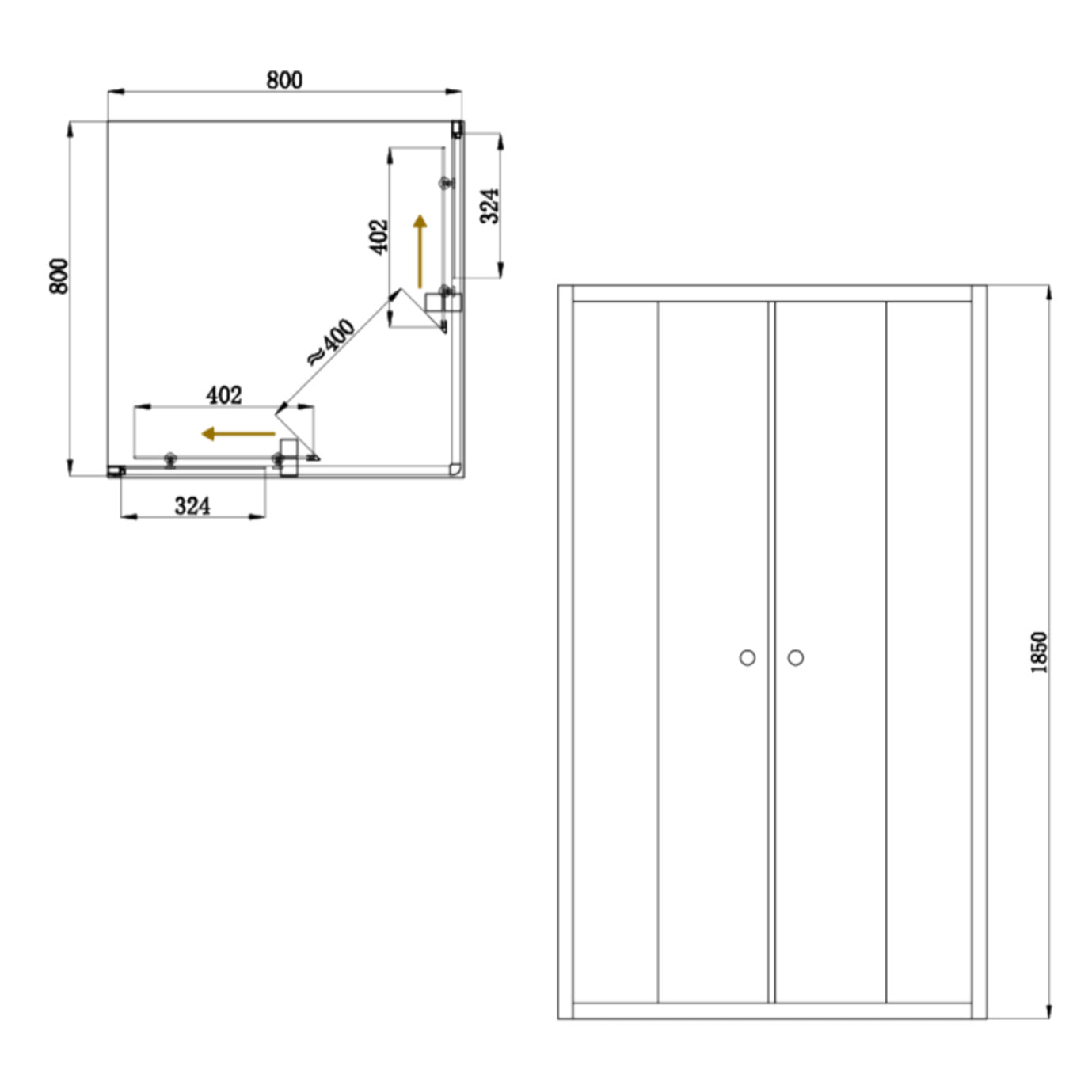 Project 80x80 cm cabine de douche carrée en verre transparent avec profilés, chrome brillant (SIKOMUQ80CRT)