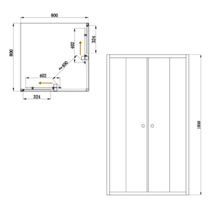 Project 80x80 cm cabine de douche carrée en verre transparent avec profilés, chrome brillant (SIKOMUQ80CRT)