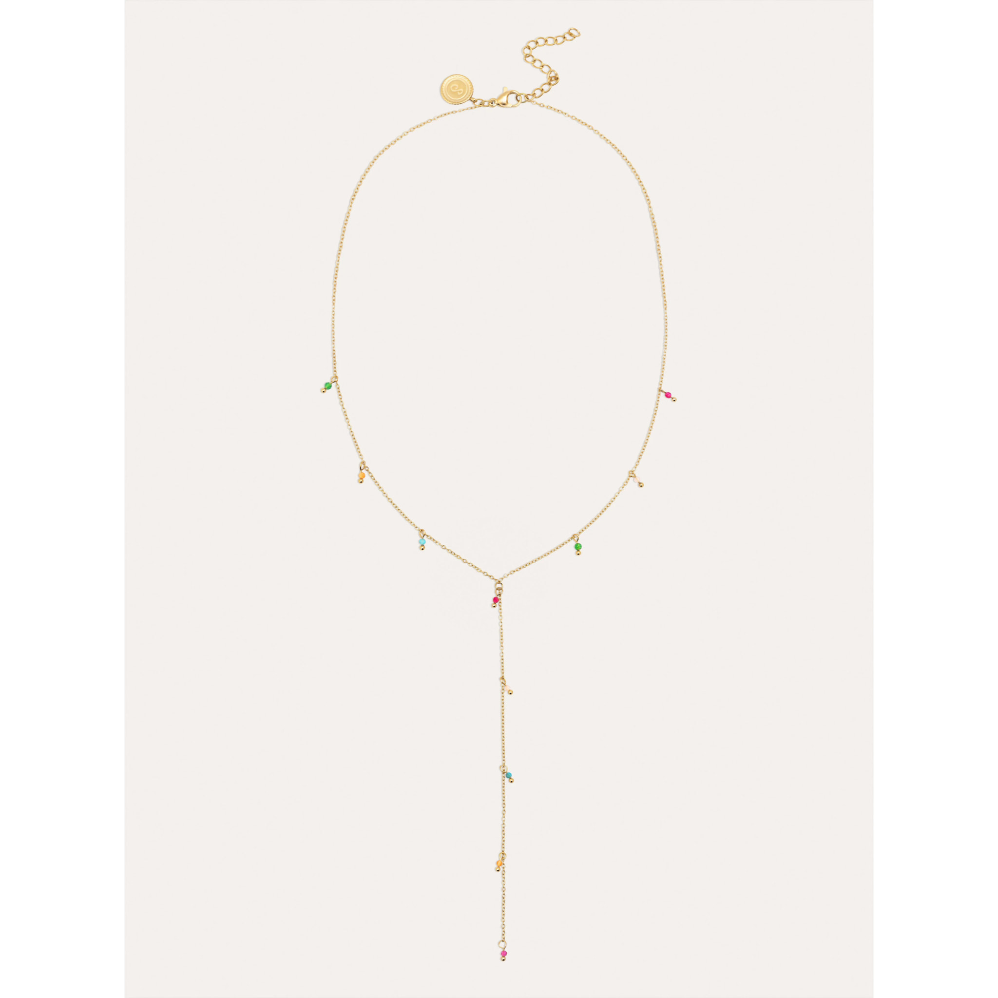 Collana Y Mini Stone Colors  in Acciaio Placcato Oro