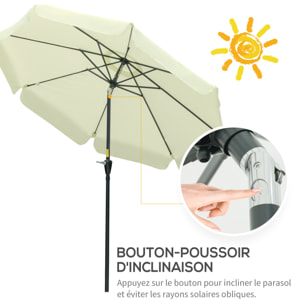 Parasol de jardin inclinable protection UV50+ polyester beige