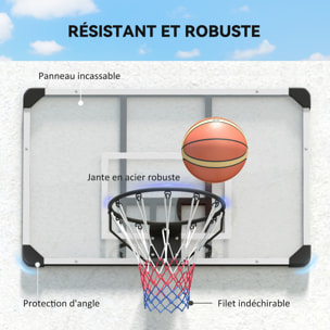 Panier de basket-ball mural - panneau de basket à accrocher - visserie incluse - acier PC blanc noir