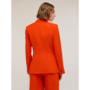 Motivi - Blazer cruzado de mezcla de lino - Rojo