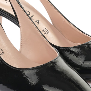 SLINGBACK SHINY CHOCOLA' NERO