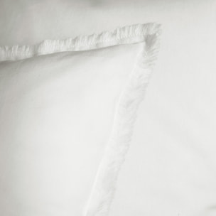 Parure de lit unie en coton taies à franges, COTON LAVÉ
