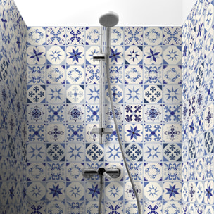 Stickers muraux - Sticker Mural Carrelage adhésif Cuisine Salle de Bain - 60 STICKERS CARREAUX DE CIMENT AZULEJOS AELA