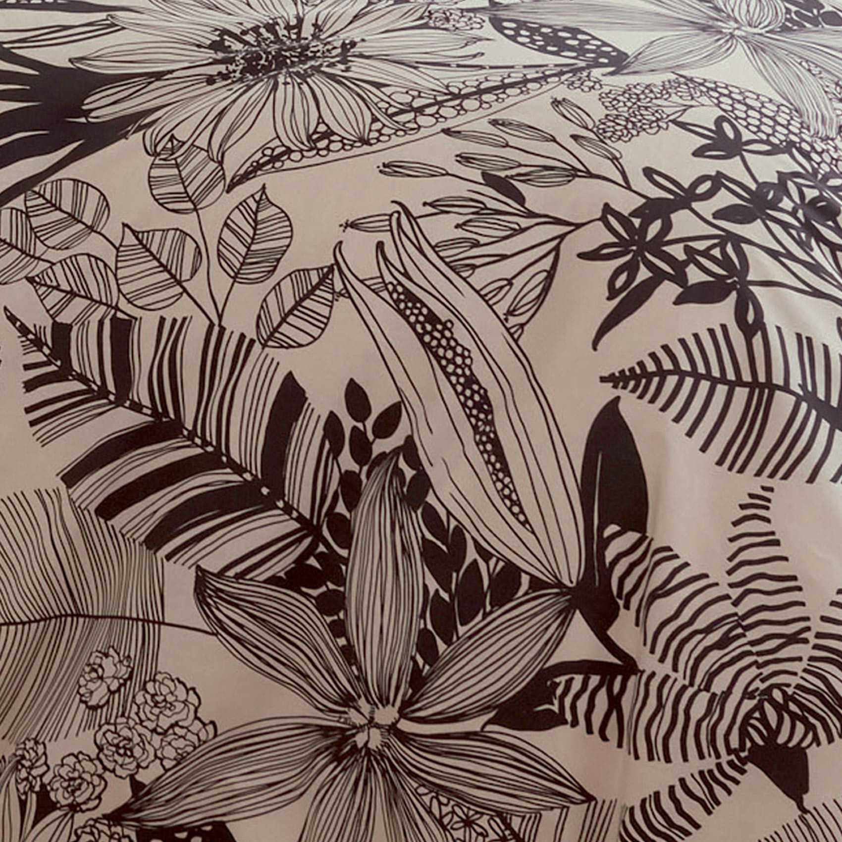 Housse de couette en percale aux impressions noires - Beige