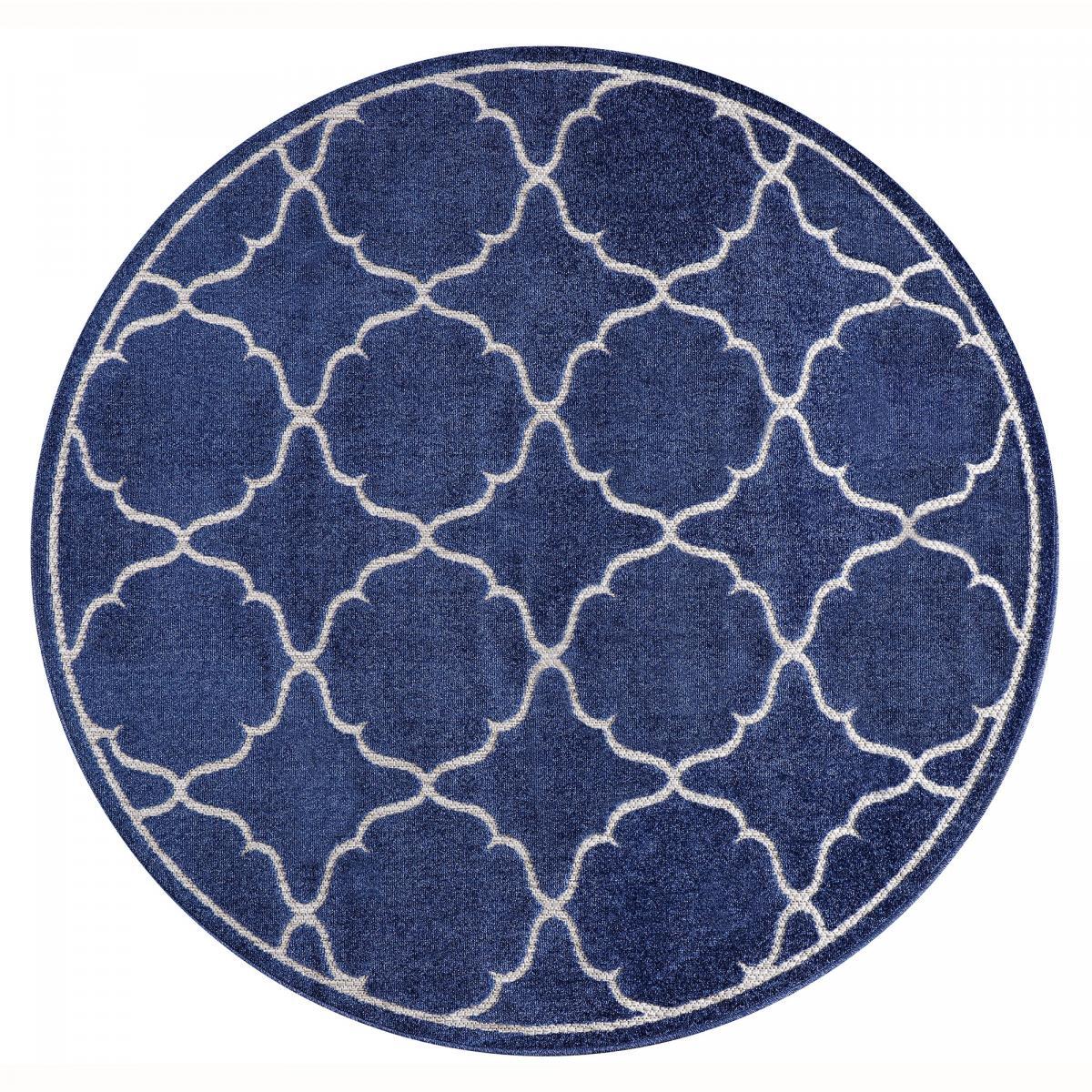 Tapis extérieur tissé kilim rond CULA