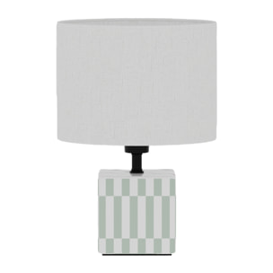 Petite lampe à poser Manet – céramique vert d’eau et lin naturel