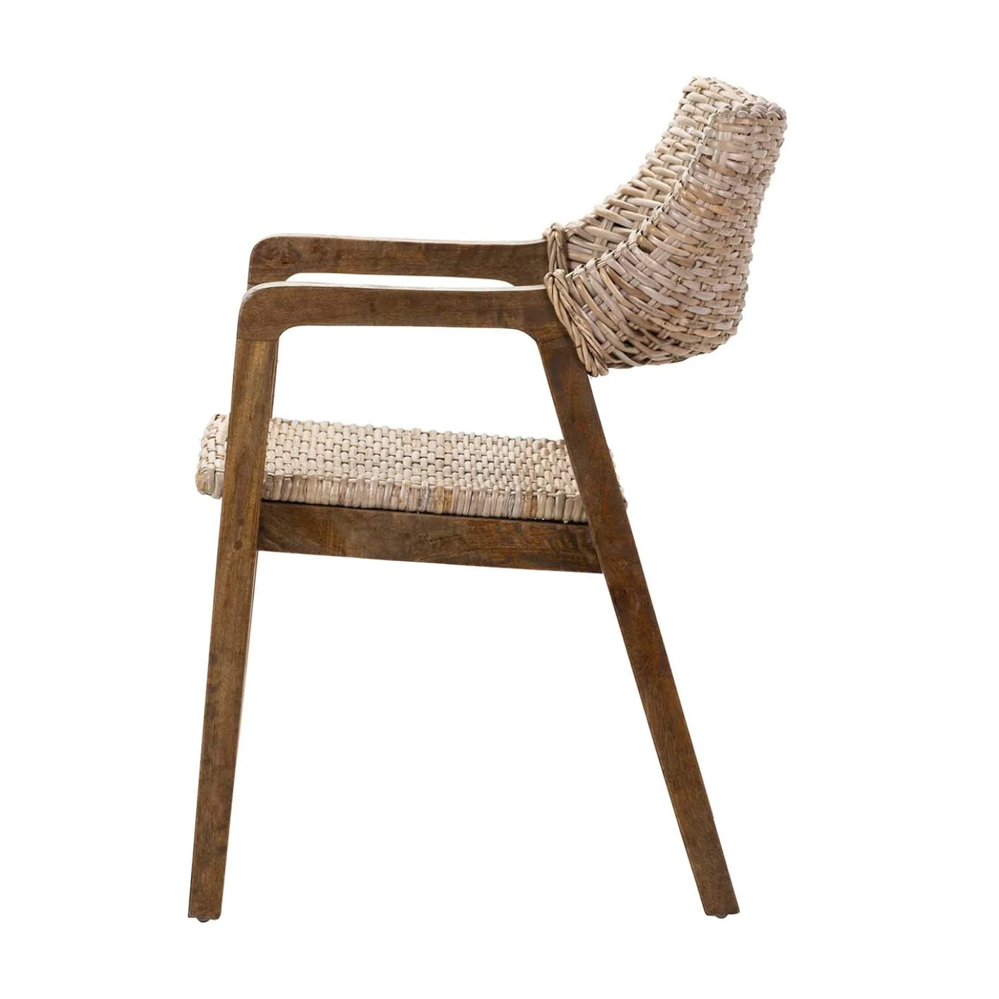 Silla Con Brazo Ratan Madera Natural 54x57x81 Cm