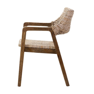 Silla Con Brazo Ratan Madera Natural 54x57x81 Cm