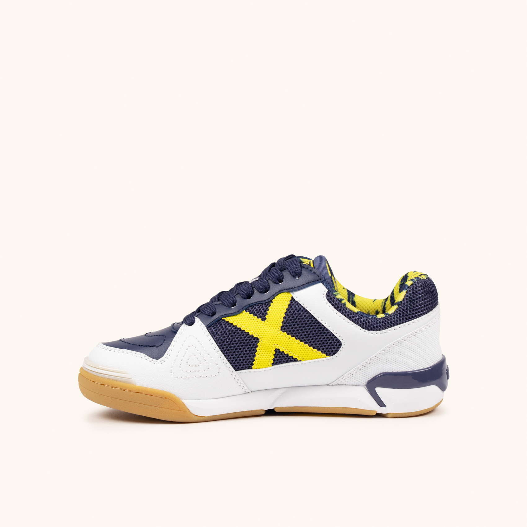 Zapatillas de fútbol sala para niños en azul marino, blanco y amarillo MUNICH ONE KID 78