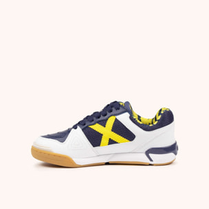 Zapatillas de fútbol sala para niños en azul marino, blanco y amarillo MUNICH ONE KID 78