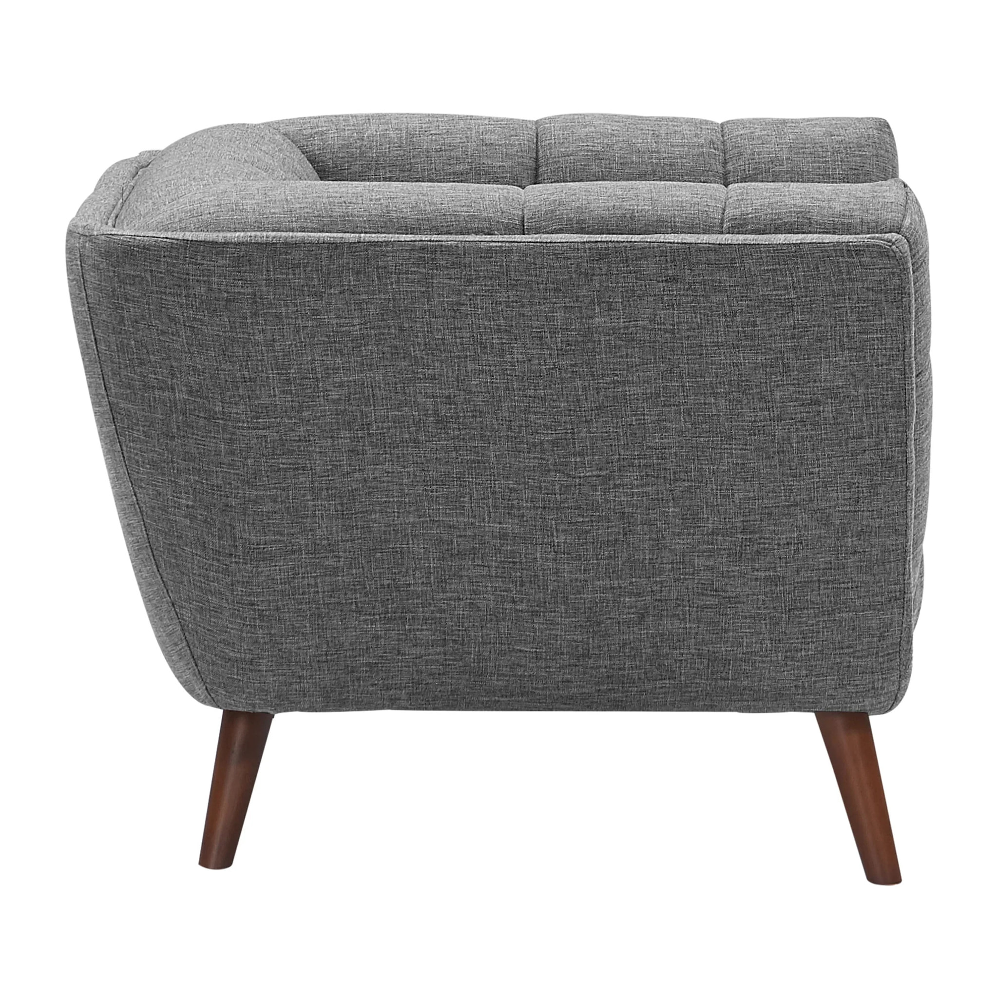 Fauteuil capitonné en tissu gris - Carmen