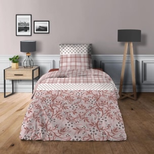 Parure de draps 3 pièces Liberty rose 100% coton / 57 fils/cm² - 180x2920 cm