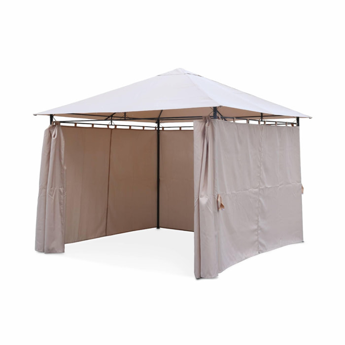 3x3m Tente de Fête Jardin Gazebo Pavillon Pop-Up avec Toit Demi-Cercle pour  Marché Extérieur Auvent Pliable Imperméable-beige