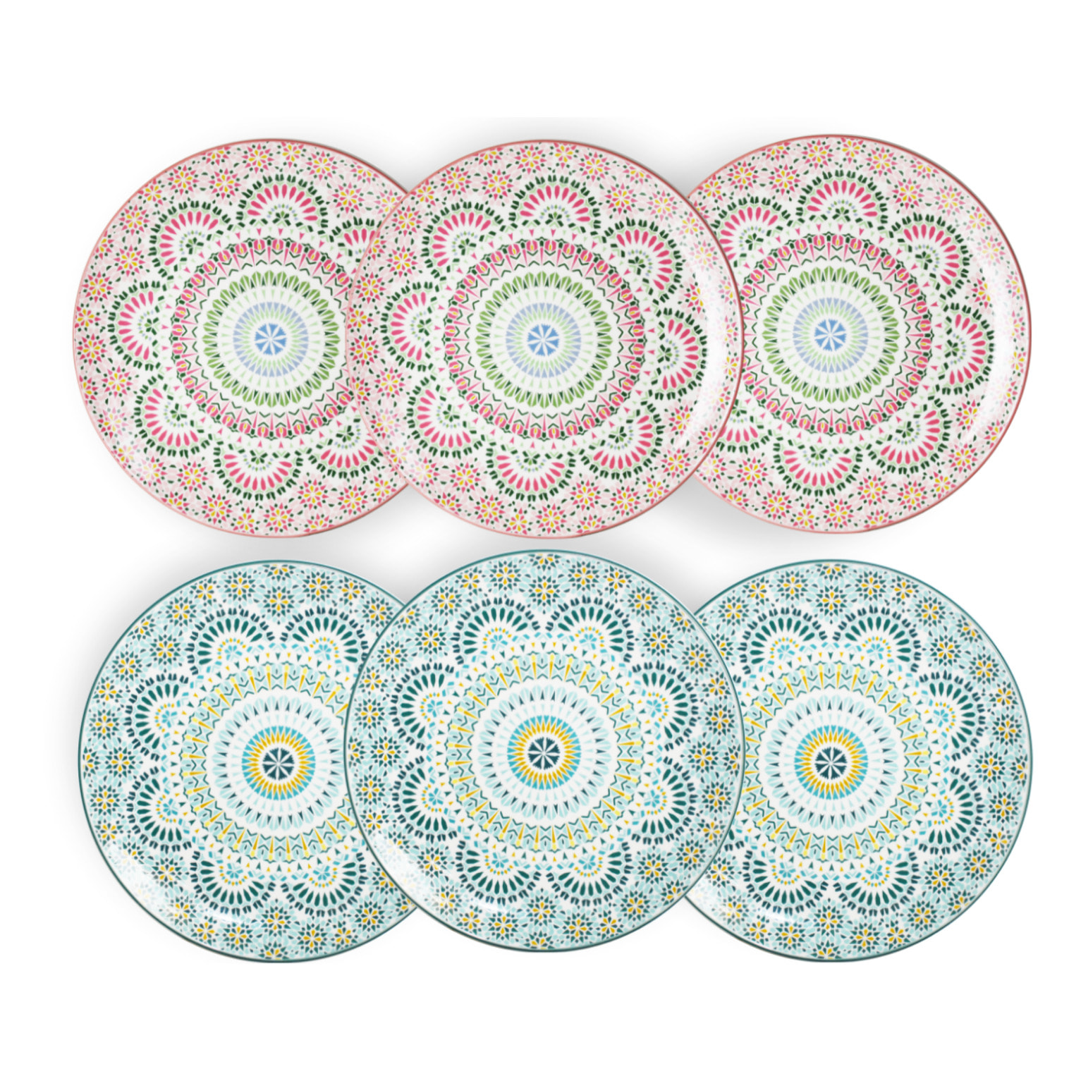 Lot de 6 grandes assiettes, MANDALA