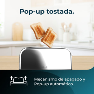 Tostador vertical Toastin' time 1500 Inox, 1500W de Potencia, Doble ranura larga