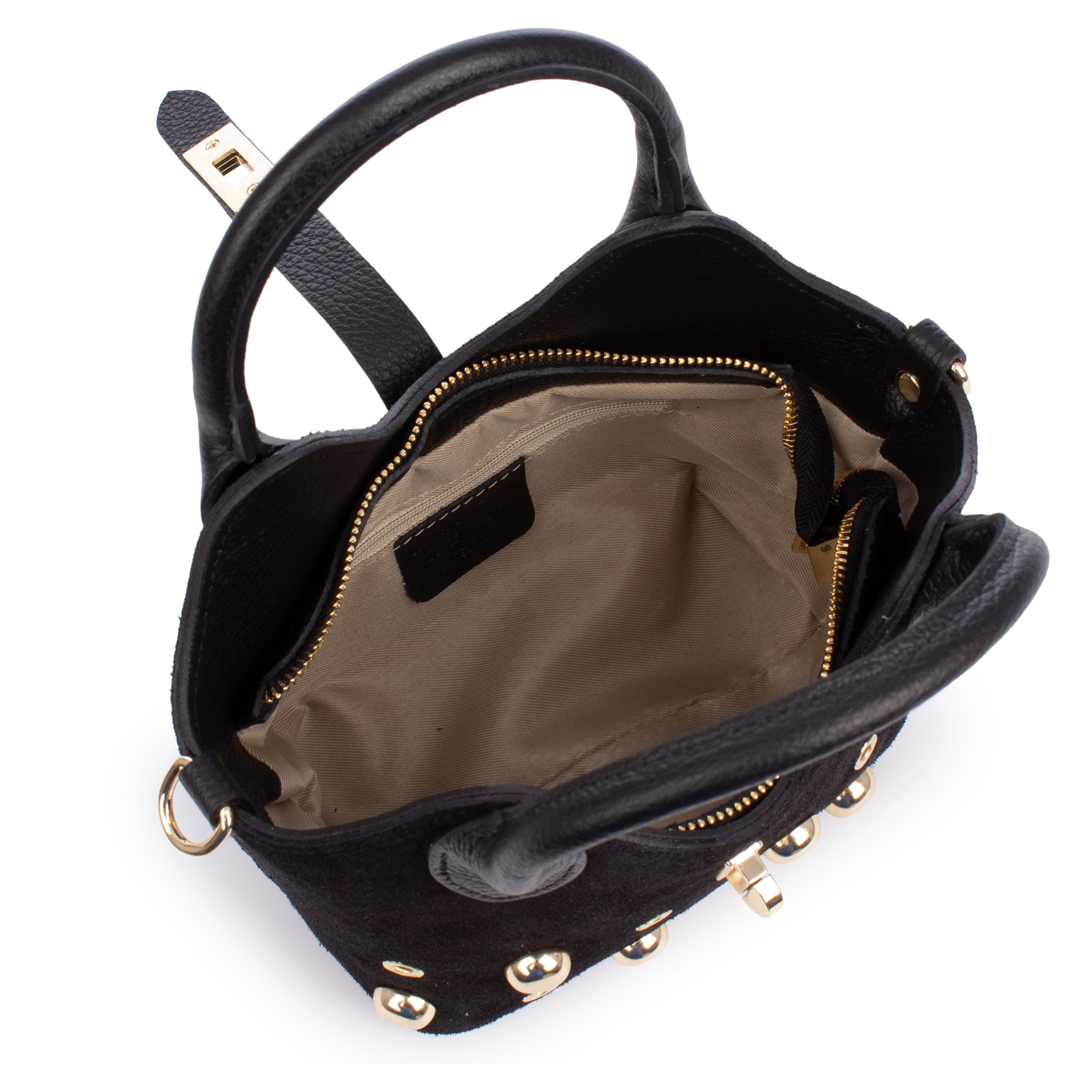 Barzanò Bolso de mano Mujer. Piel auténtica Gamuza con detalles metálicos.