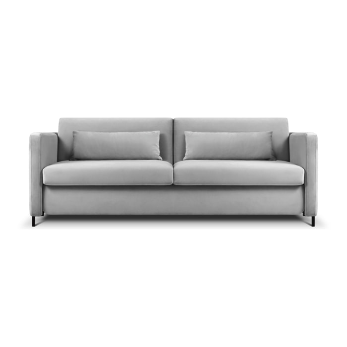Canapé convertible "Yanis" 3 places en velours gris