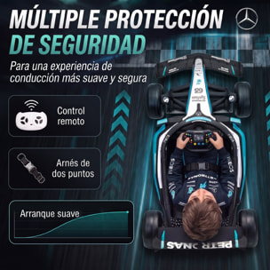 AIYAPLAY Kart Eléctrico para Niños 12V Mercedes-AMG PETRONAS F1, Go Kart Mando a Distancia 2,4G, 2 Motores, Suspensión Trasera, Arranque Suave, 3,3-5,5km/h, Luces LED, Música, Claxon, 3-5 Años, Negro