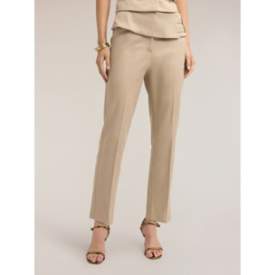 Motivi - Pantaloni regular con baschina e doppia cintura - Beige
