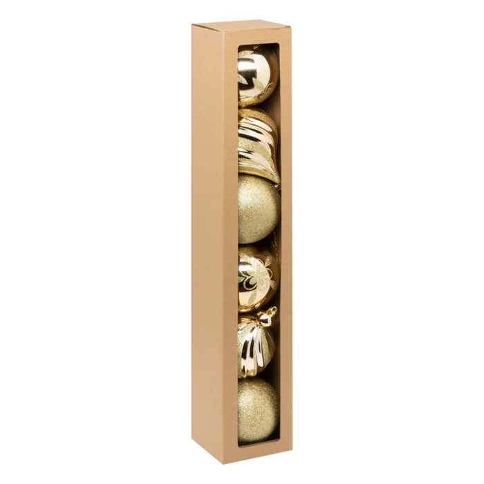 Boule de Noël plastique 100mm x6 or