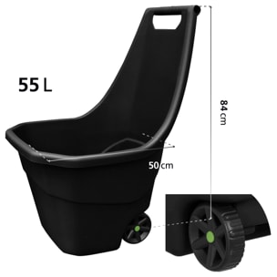 Carro de jardin Prosperplast ''Load & Go'' 55 L en color negro