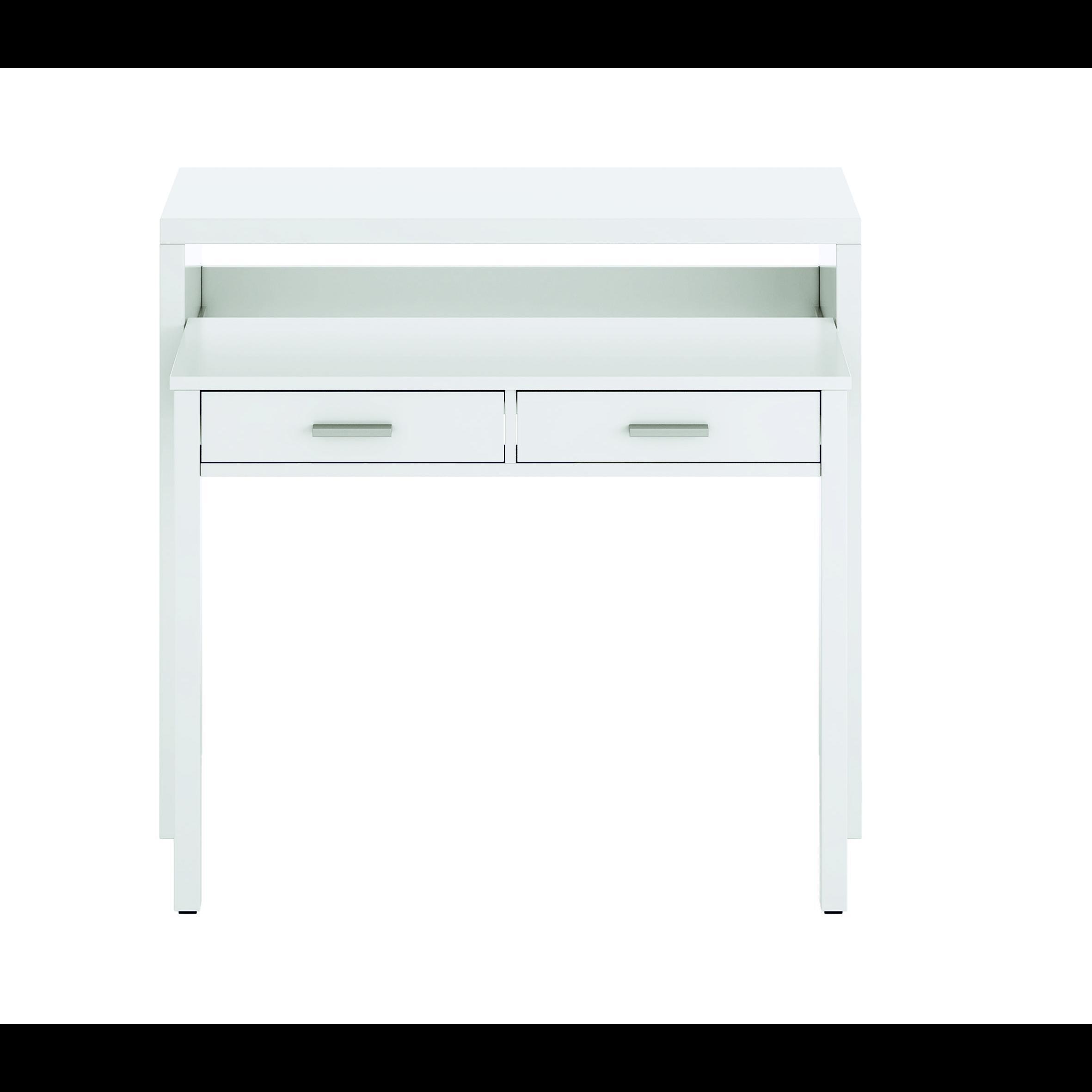 Scrivania Allungabile Con 2 Cassetti Scrittoio Ufficio Cameretta Salvaspazio Estensibile Design Arredo Casa 98.5 x 36 x 87.5 cm Bianco