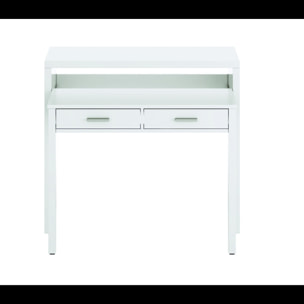 Scrivania Allungabile Con 2 Cassetti Scrittoio Ufficio Cameretta Salvaspazio Estensibile Design Arredo Casa 98.5 x 36 x 87.5 cm Bianco