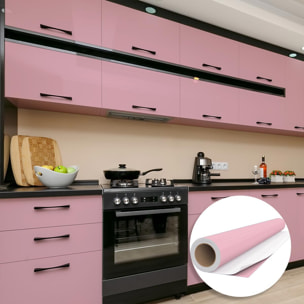 Rouleau adhésif décoratif Vinyle au Mètre - Rose poudre - Sticker Lavable Imperméable Mur Cuisine Meubles