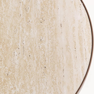 Table d'appoint Cono Travertino 50cm noyer Kare Design