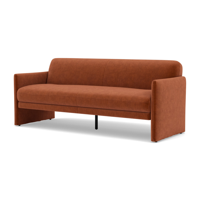 Mathis - Canapé convertible clic-clac 3 places en velours côtelé - Terracotta