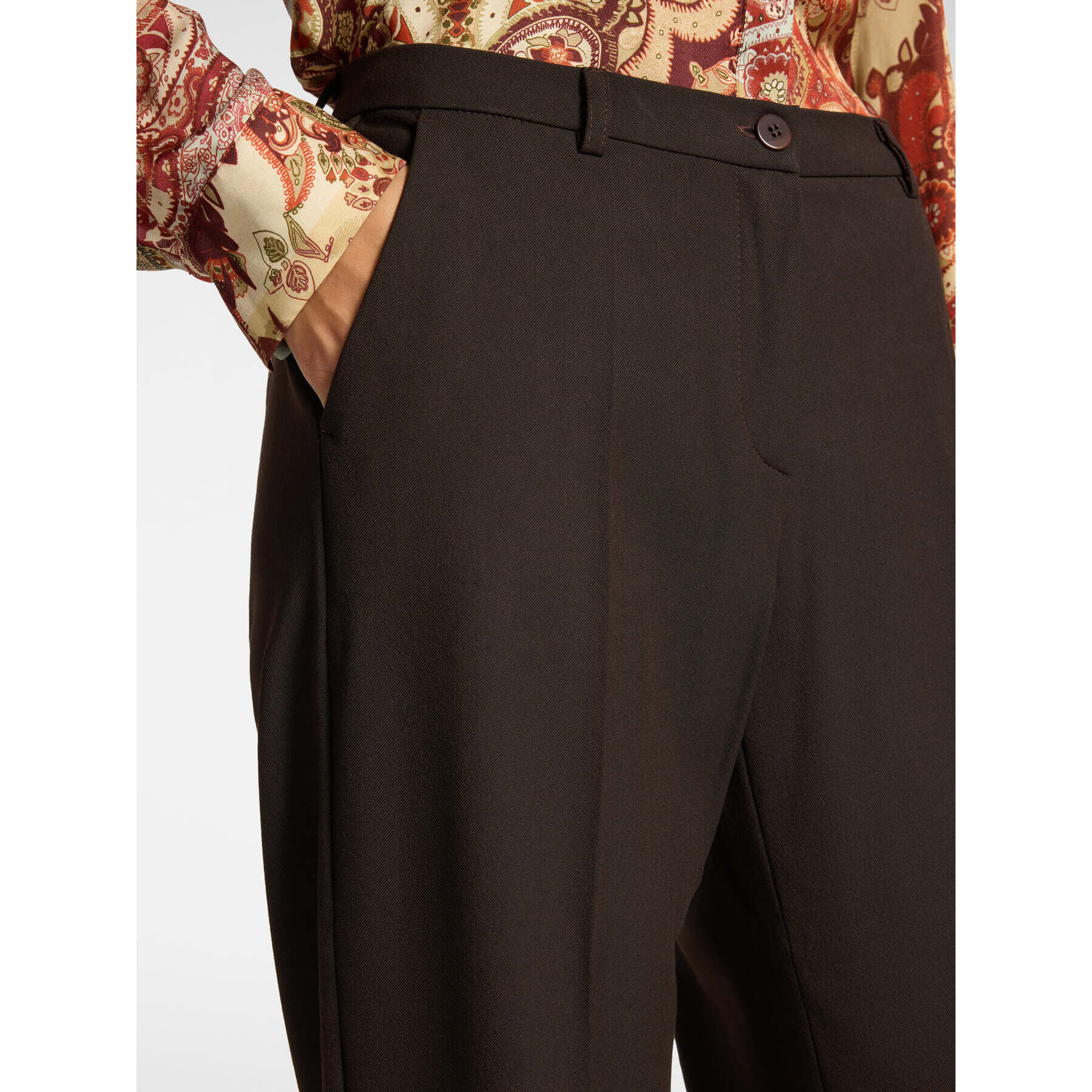 Elena Mirò - Pantaloni palazzo misto lana - Marrone