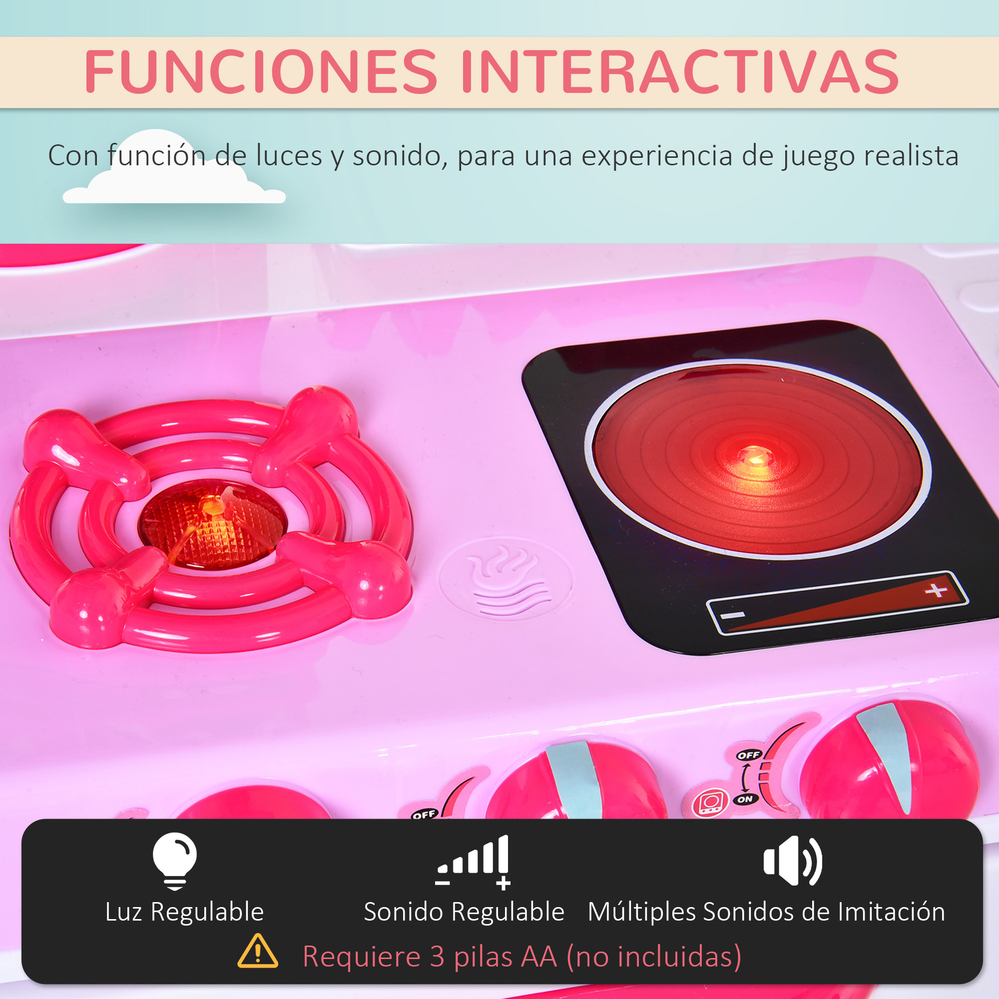 Set de Juguetes de Cocina para Niños con 38 Piezas Rosa