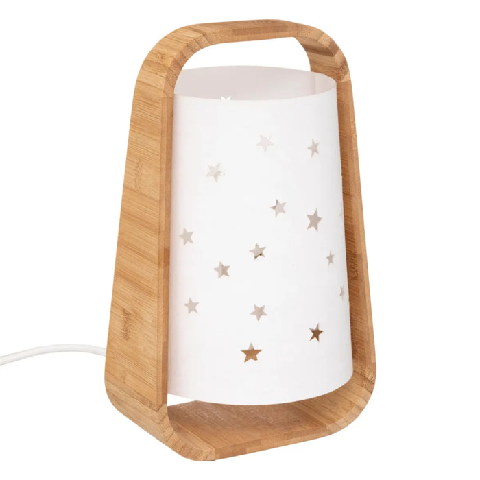 Lampe à poser étoiles H.28cm bambou