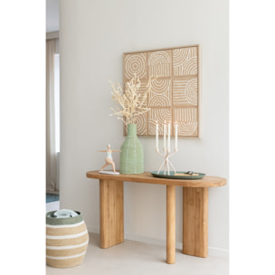 J-Line vase Forme Bouteille Pointilles Lignes - jonc de mer - vert/blanc - 50 cm de hauteur