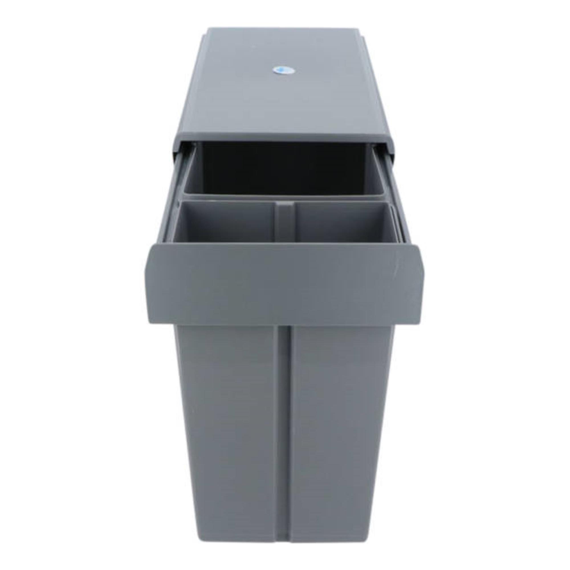 Contenedor de reciclaje para mueble de cocina, cubos de basura bajo fregadero, fijación inferior y extracción manual, cubos extraíbles, con tapa