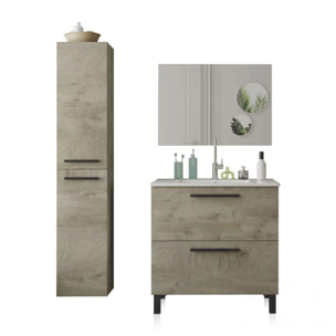 Pack de baño con lavabo cerámico y columna Sense Plus Roble Alaska