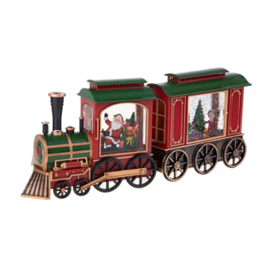 Locomotiva+Vagone con B.Natale+Led - Pezzi 1 - Colore Rosso - 47,8x20Hx9cm - Bianchi Dino